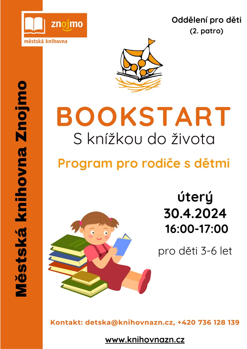 Pozvánka duben: Bookstart - program pro rodiče s dětmi od 3 do 6 let