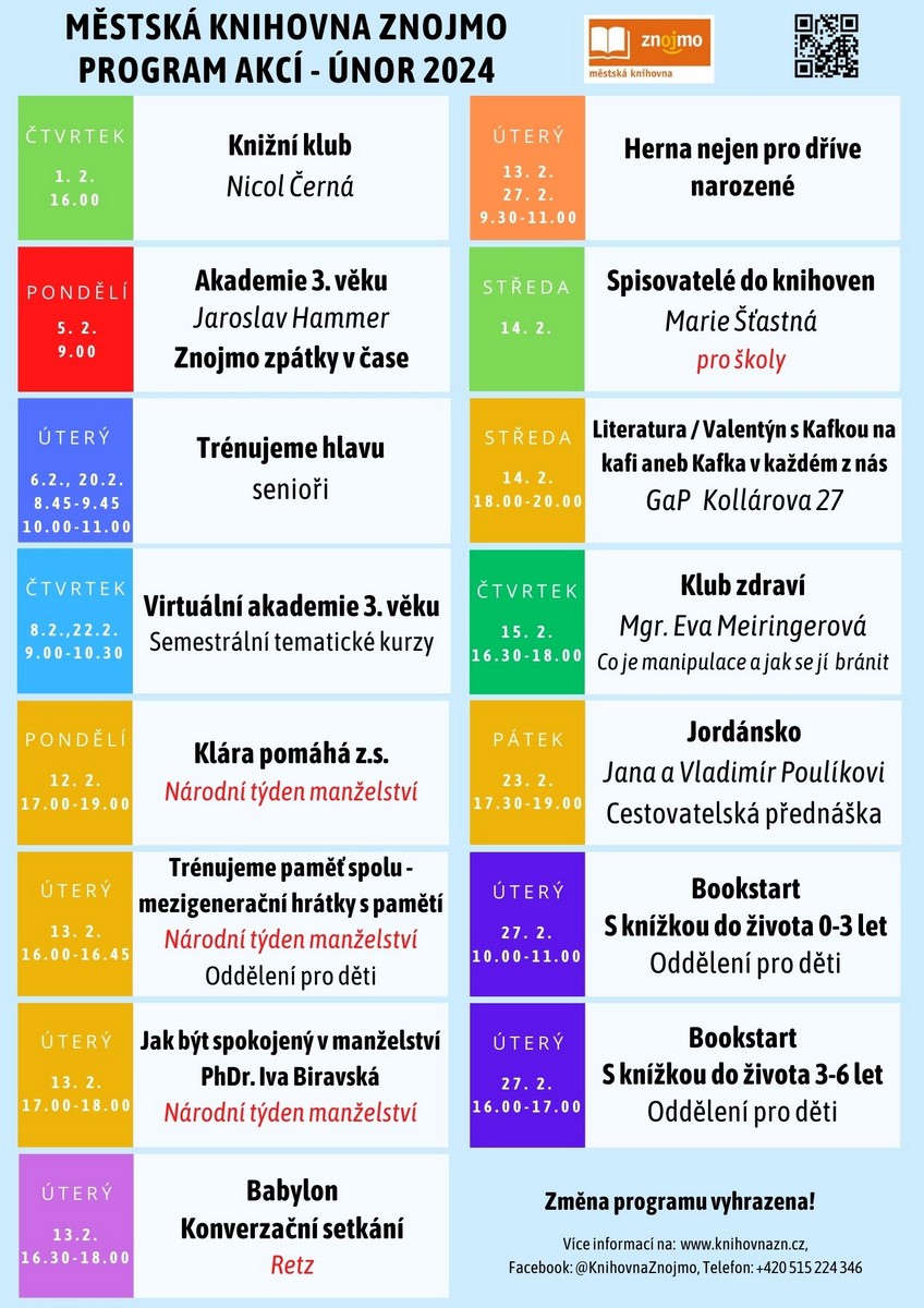  Program akcí na únor 2024