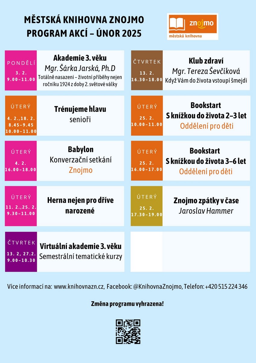 Program akcí na únor 2025