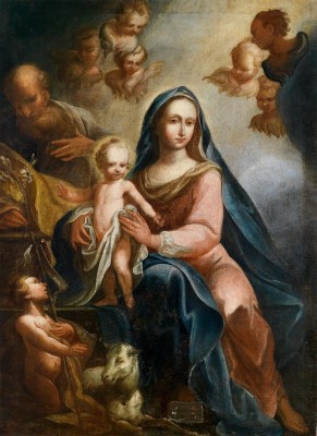 Ukázka z tvorby: J. L. Daysigner: sv. Rodina s Ježíškem a anděly; olej, plátno, 84x61 cm, č. kat. 59, Dorotheum Wien 10. 12. 2013